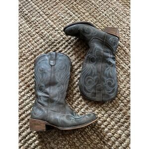 IUV Women's Western Cowboy Boots Brown Embroidered Square Toe Size 7.5